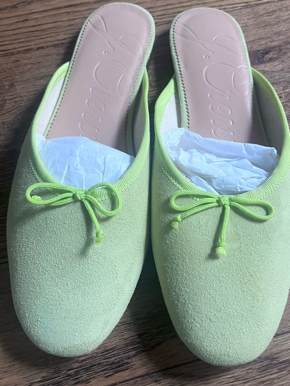 J Crew Suede Ballet Mule Size 8 ~ Crisp Aloe - Picture 12 of 14